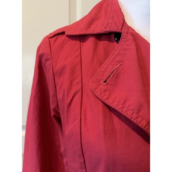 Gap Womens Trench Coat Double Breasted Belted Hot Pink Size M Spring Jacket - Picture 10 of 15